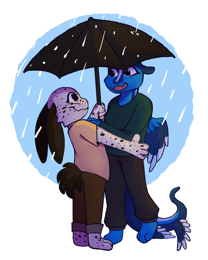 Dragon and Bunny, Rainy day, Digital, 2024